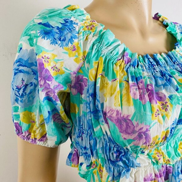 Zara Colorful Multicolor Artsy Abstract Bohemian Print Women's S Crop Top - Picture 4 of 9